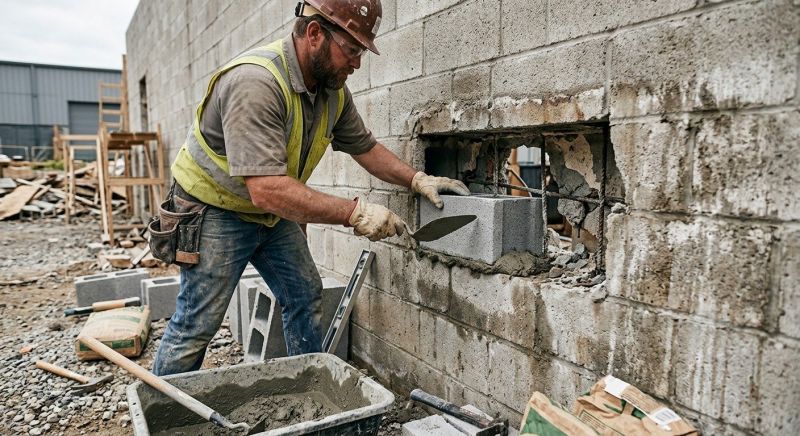 Cinder Block Wall Repair in Covington, GA