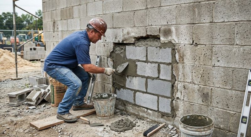 Cinder Block Wall Repair in Covington, GA