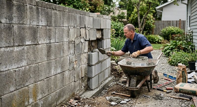 Cinder Block Wall Repair in Conyers, GA