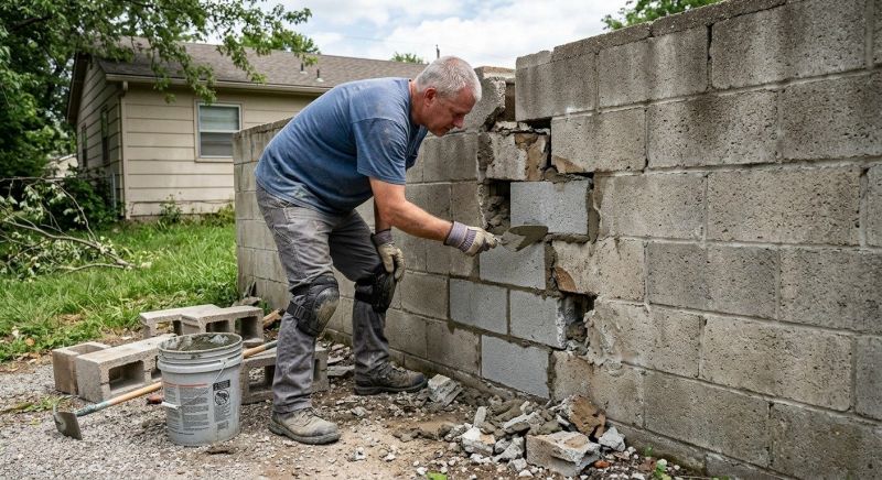 Cinder Block Wall Repair in Stockbridge, GA