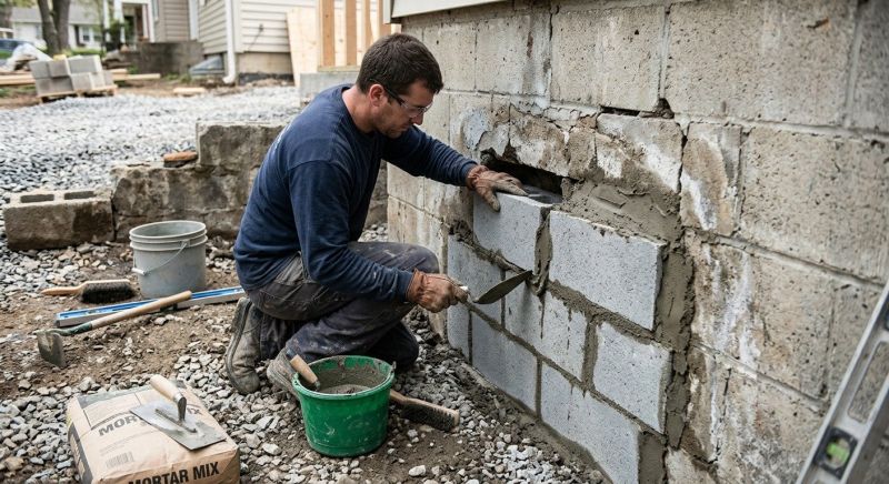 Concrete Block Wall Repair in Conyers, GA