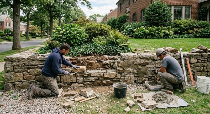 Stone Wall Repair in Walton County, GA